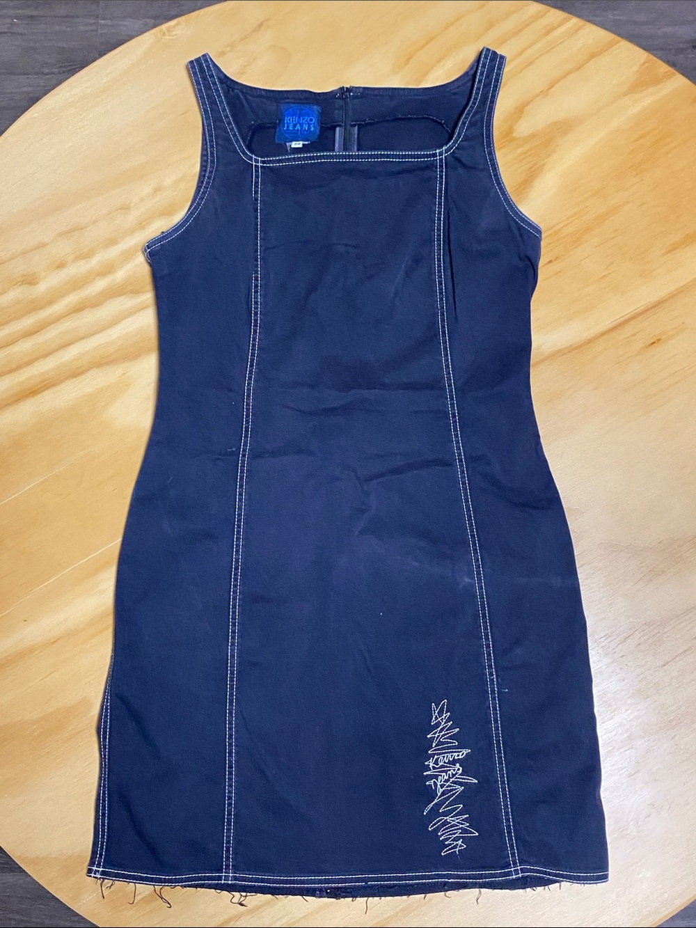 Kenzo Navy Mini Tank Dress with White Stitching